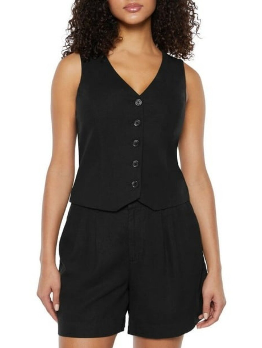 Express Linen Blend Tailored Black Vest with Marbled Buttons Size XS NWT